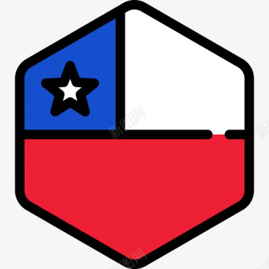 智利国旗系列5六边形图标图标