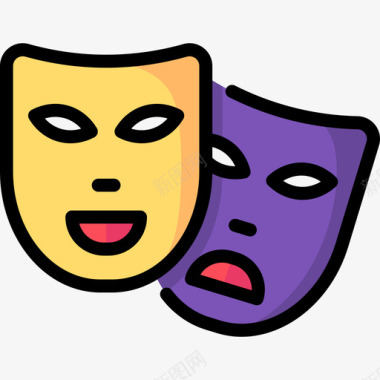 面具狂欢节6线性颜色图标图标
