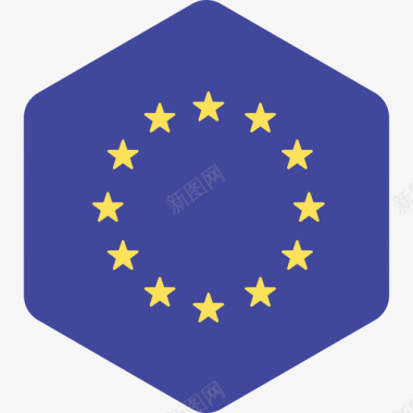 欧盟国际旗帜2六边形图标图标