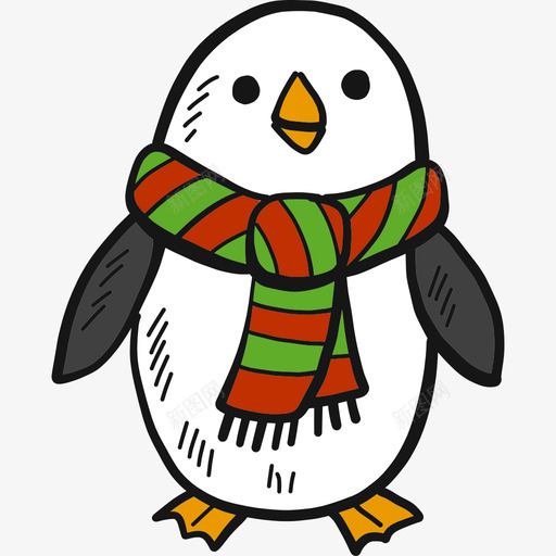 企鹅圣诞32彩色图标svg_新图网 https://ixintu.com 企鹅 圣诞32 彩色