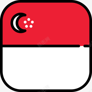 新加坡旗帜系列6圆形方形图标图标