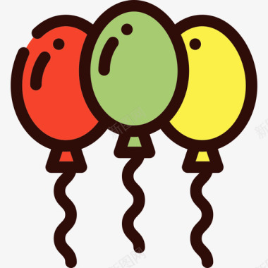 气球马戏团10线性颜色图标图标