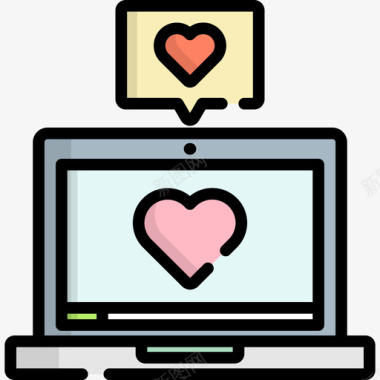 笔记本电脑情人节20线性颜色图标图标