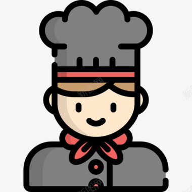 主厨食品和餐厅9线性颜色图标图标