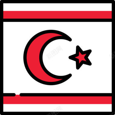 北塞浦路斯国旗收藏3广场图标图标