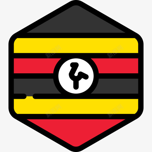 乌干达旗帜系列5六边形图标svg_新图网 https://ixintu.com 乌干达 六边形 旗帜系列5
