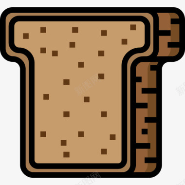 面包食物和餐厅3线性颜色图标图标