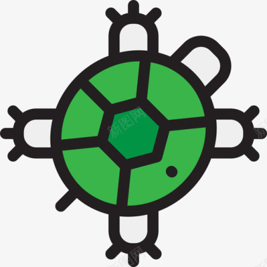海龟宠物店6线性颜色图标图标