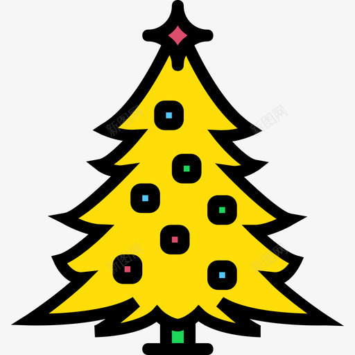 圣诞树冬天黄色图标svg_新图网 https://ixintu.com 冬天 圣诞树 黄色