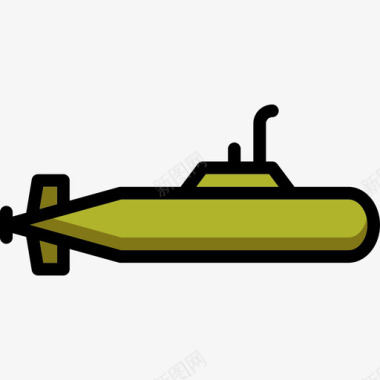 潜艇运输19线性颜色图标图标