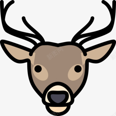 鹿动物25线性颜色图标图标