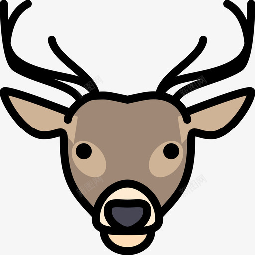 鹿动物25线性颜色图标svg_新图网 https://ixintu.com 动物25 线性颜色 鹿