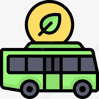 巴士生态17线性颜色图标图标