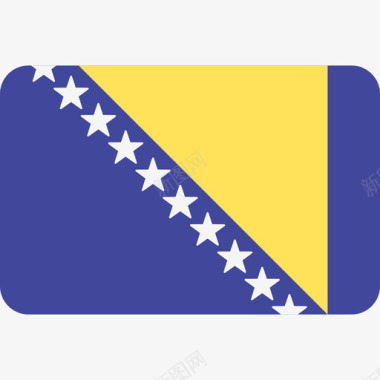 波黑国际旗帜6圆形矩形图标图标