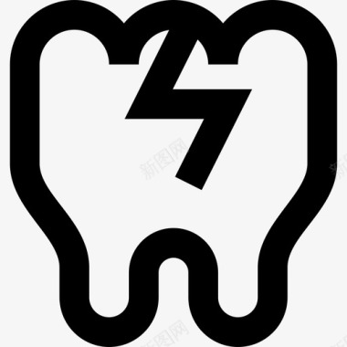 断牙牙医和牙科护理3线状图标图标
