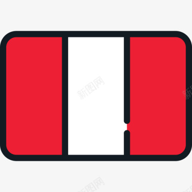 秘鲁国旗系列4圆形矩形图标图标