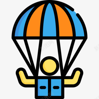 降落伞冒险运动7线性颜色图标图标