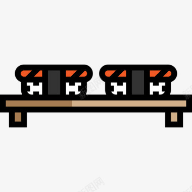 寿司食品和餐厅3线性颜色图标图标