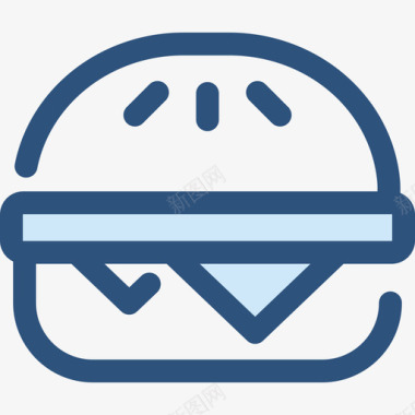 奶酪汉堡食物和餐厅4蓝色图标图标