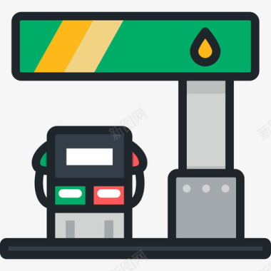加油站城市3线性颜色图标图标