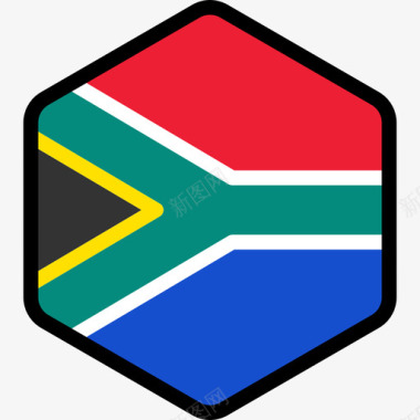 南非旗帜系列5六边形图标图标