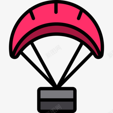 降落伞冒险47线性颜色图标图标