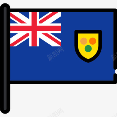 特克斯和凯科斯群岛旗帜收藏2桅杆图标图标
