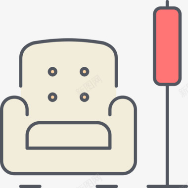 扶手椅家具25彩色图标图标