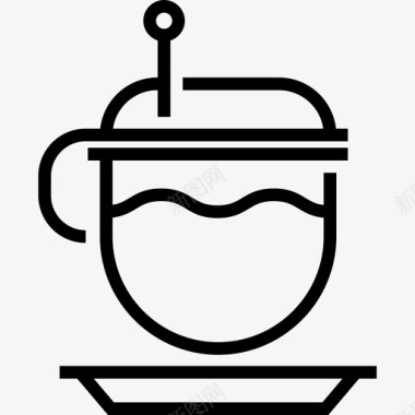 拿铁咖啡店元素直线型图标图标