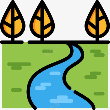 River冒险运动7线性颜色图标图标