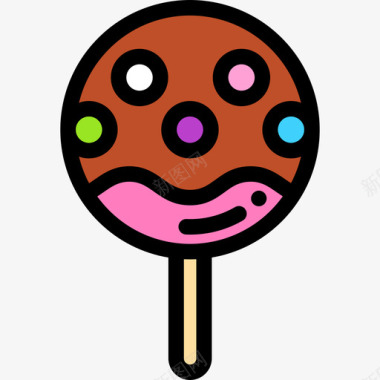 棒棒糖糖果和糖果线性颜色图标图标
