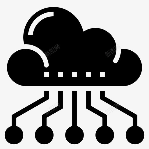 网络链接云连接图标svg_新图网 https://ixintu.com 云 云服务标志符号 数据 网络链接 连接