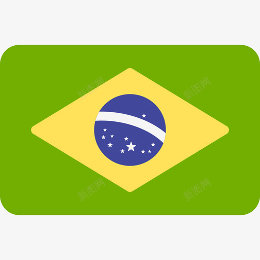 巴西国际国旗6圆形矩形图标svg_新图网 https://ixintu.com 国际国旗6 圆形矩形 巴西