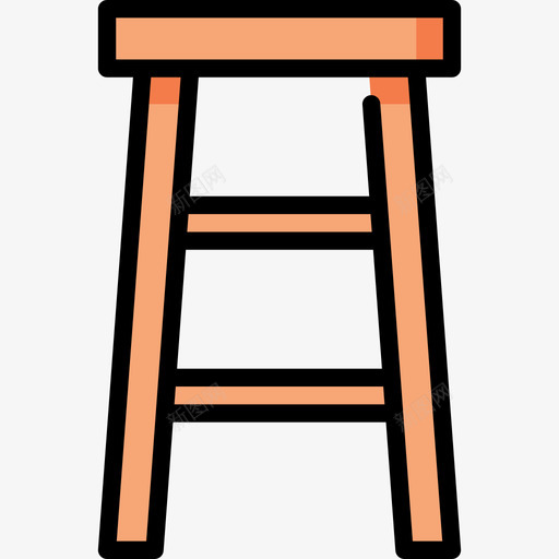 木椅家居用品3线性颜色图标svg_新图网 https://ixintu.com 家居用品3 木椅 线性颜色
