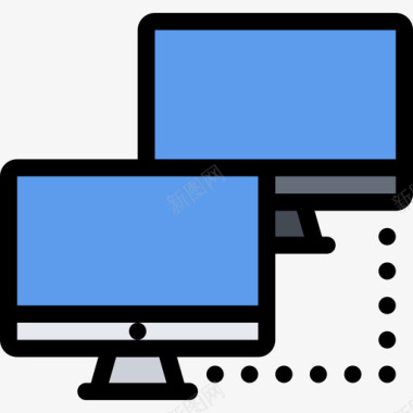 网络计算机和数据颜色图标图标