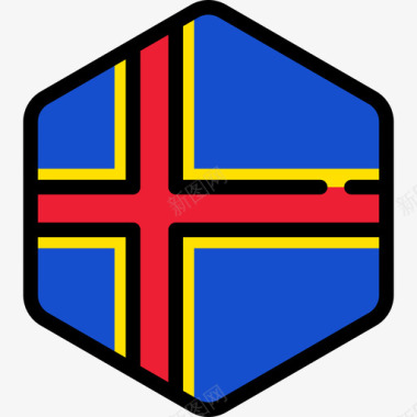 阿兰群岛旗帜系列5六边形图标图标