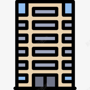 公寓4号楼线性颜色图标图标