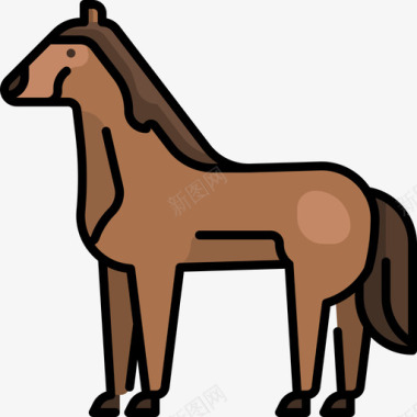 马动物20线性颜色图标图标