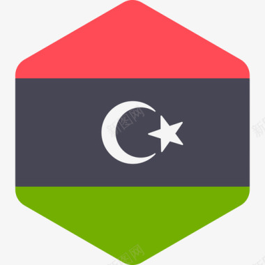 利比亚国际旗帜2六边形图标图标