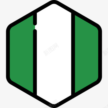 尼日利亚旗帜收藏5六边形图标图标