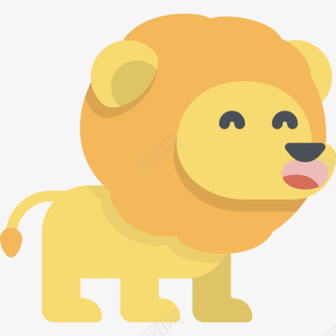 狮子卡瓦伊动物2扁平图标图标