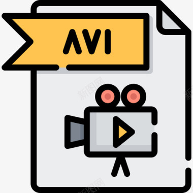 Avi文件文件夹5线性颜色图标图标