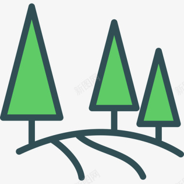 森林活动线性颜色图标图标