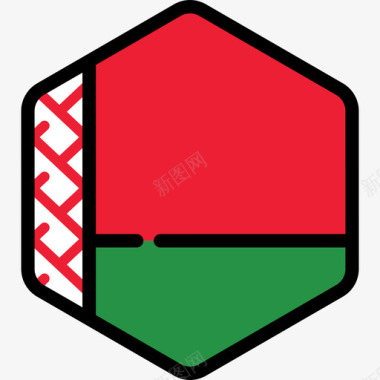 白俄罗斯国旗收藏5六边形图标图标