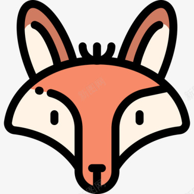 狐狸动物30线形颜色图标图标