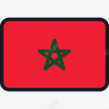 摩洛哥国旗系列4圆形矩形图标图标