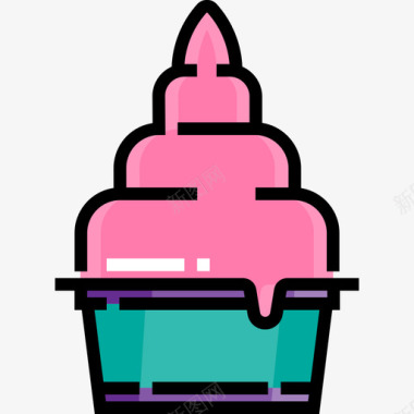 冷冻酸奶食品和餐厅3线性颜色图标图标