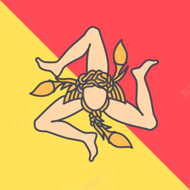 西西里岛国际旗帜4广场图标图标