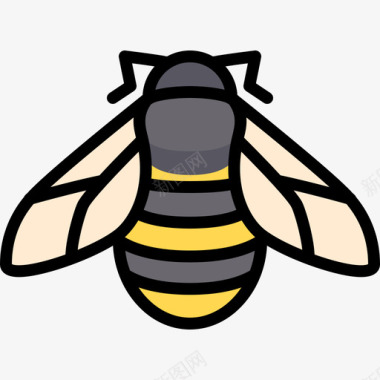 蜜蜂动物25线形颜色图标图标