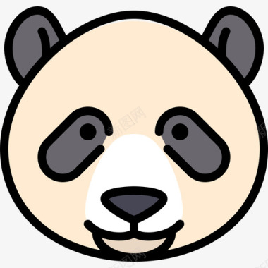 熊猫熊动物25线性颜色图标图标